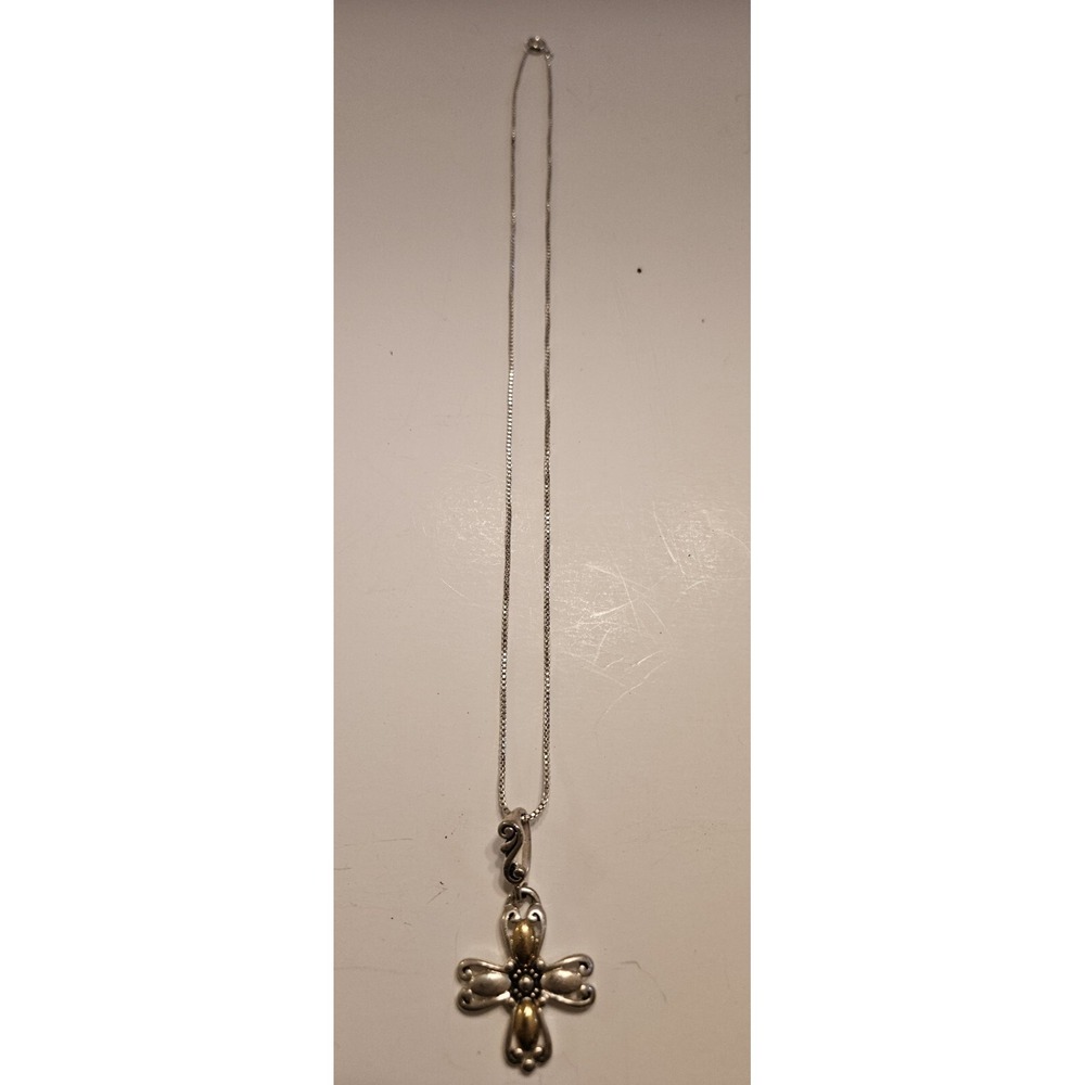 Premier Gold/Silver Cross Necklace 18 inches - Picture 2 of 4